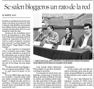 Bloggers en el Periódico Local EL NORTE con reseña de participación en la FIL